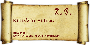Kilián Vilmos névjegykártya
