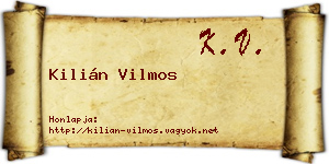 Kilián Vilmos névjegykártya